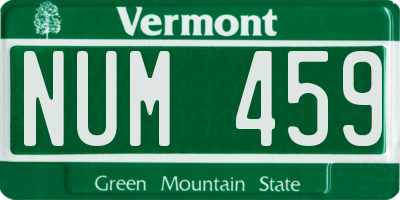 VT license plate NUM459