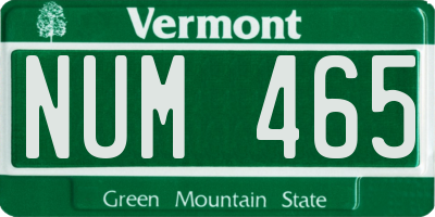 VT license plate NUM465