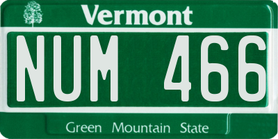 VT license plate NUM466