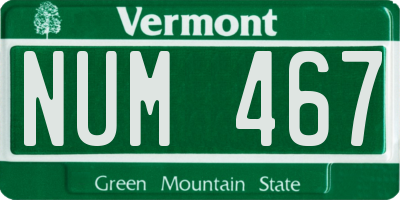 VT license plate NUM467