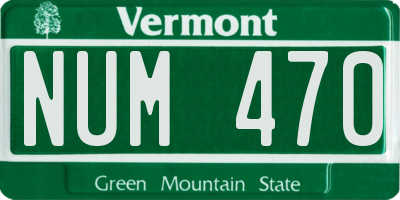 VT license plate NUM470
