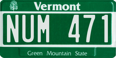 VT license plate NUM471