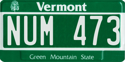 VT license plate NUM473