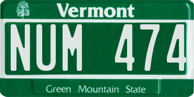 VT license plate NUM474