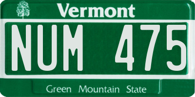 VT license plate NUM475