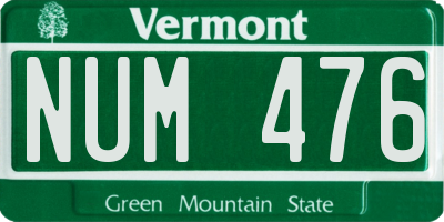 VT license plate NUM476
