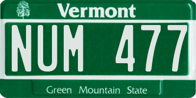 VT license plate NUM477