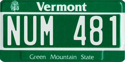 VT license plate NUM481