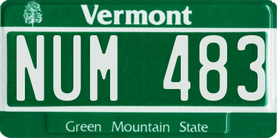 VT license plate NUM483