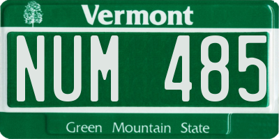 VT license plate NUM485