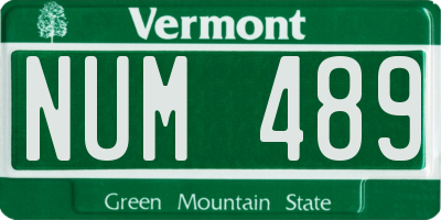 VT license plate NUM489