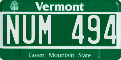 VT license plate NUM494