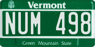 VT license plate NUM498