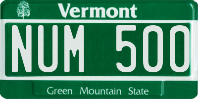 VT license plate NUM500
