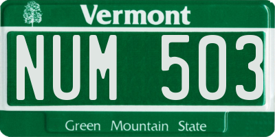 VT license plate NUM503