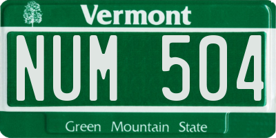 VT license plate NUM504