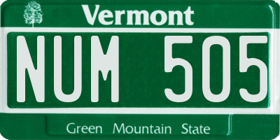 VT license plate NUM505
