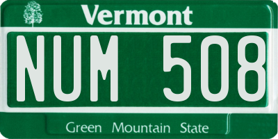 VT license plate NUM508