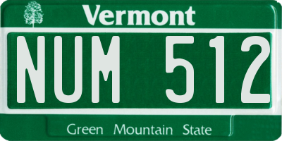 VT license plate NUM512