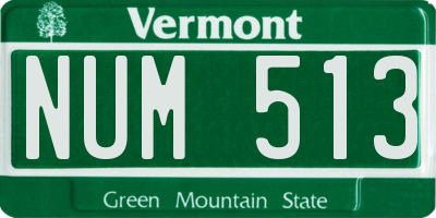 VT license plate NUM513