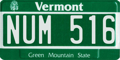VT license plate NUM516
