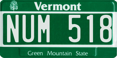VT license plate NUM518