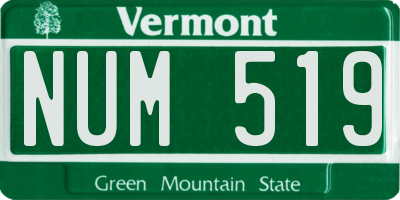 VT license plate NUM519