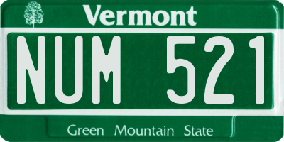 VT license plate NUM521