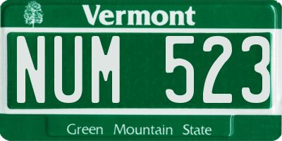 VT license plate NUM523