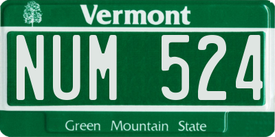 VT license plate NUM524