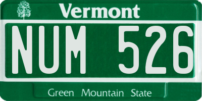 VT license plate NUM526