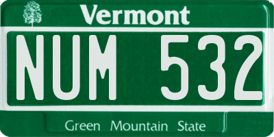 VT license plate NUM532