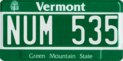 VT license plate NUM535