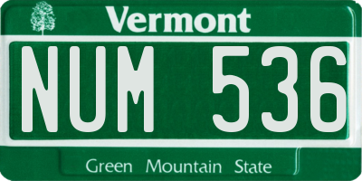 VT license plate NUM536
