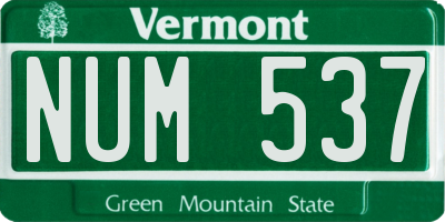 VT license plate NUM537