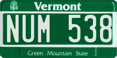VT license plate NUM538