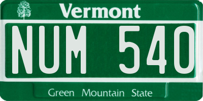 VT license plate NUM540