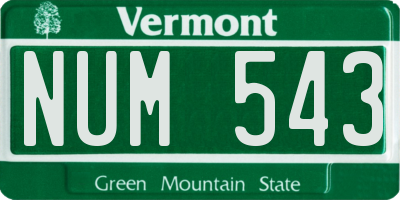 VT license plate NUM543
