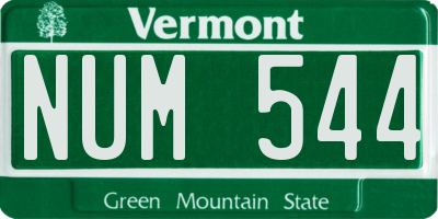 VT license plate NUM544