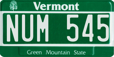 VT license plate NUM545