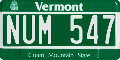 VT license plate NUM547