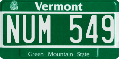 VT license plate NUM549