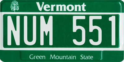 VT license plate NUM551