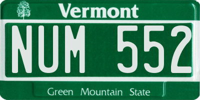 VT license plate NUM552