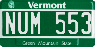 VT license plate NUM553