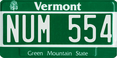 VT license plate NUM554