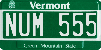 VT license plate NUM555