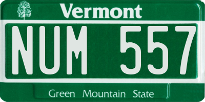 VT license plate NUM557
