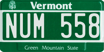 VT license plate NUM558