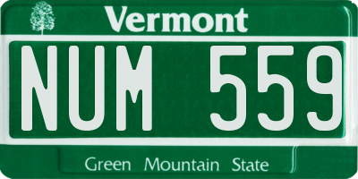 VT license plate NUM559